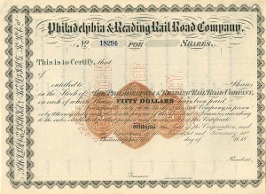 Philadelphia and Reading Railroad Co. - Unissued Stock Certificate